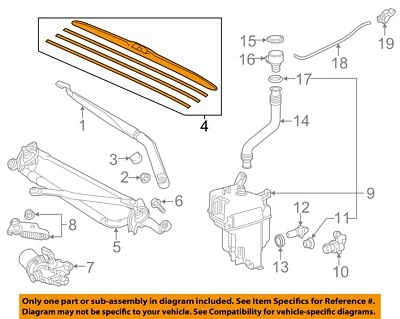 Componentes de lavadora de limpador TOYOTA OEM 14-23 Highlander - lâmina de limpador 852220E050 - Imagem 1 de 2