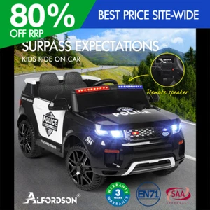 ALFORDSON Kids Police Ride On Car 12V Electric Toy Patrol Remote Control Black - Picture 1 of 12
