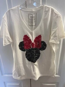 NEW with Tags Minnie Mouse Head "Word Shape" Disney Store V-Neck T-Shirt Size XL - Picture 1 of 2