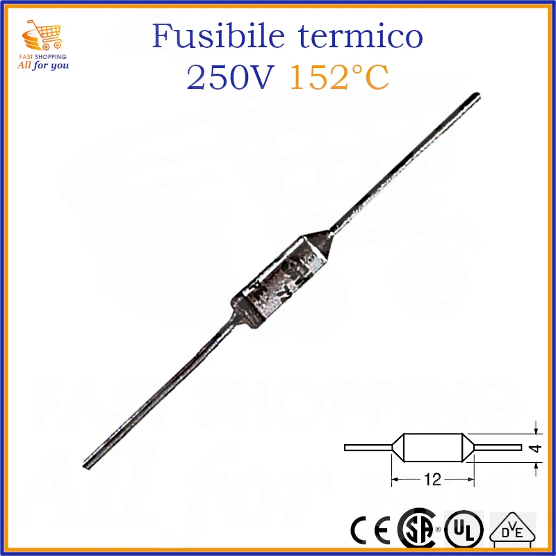 Fusibile termico termofusibile fusibili termici 10A 250V 152 gradi termofusibili - Immagine 1 di 1