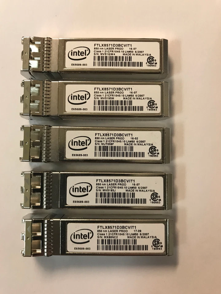 Intel 10Gb FTLX8571D3BCVIT1 E10GSFPSR E65689-003 Multimodo SFP+ X520 X710 Foto 1 de 1