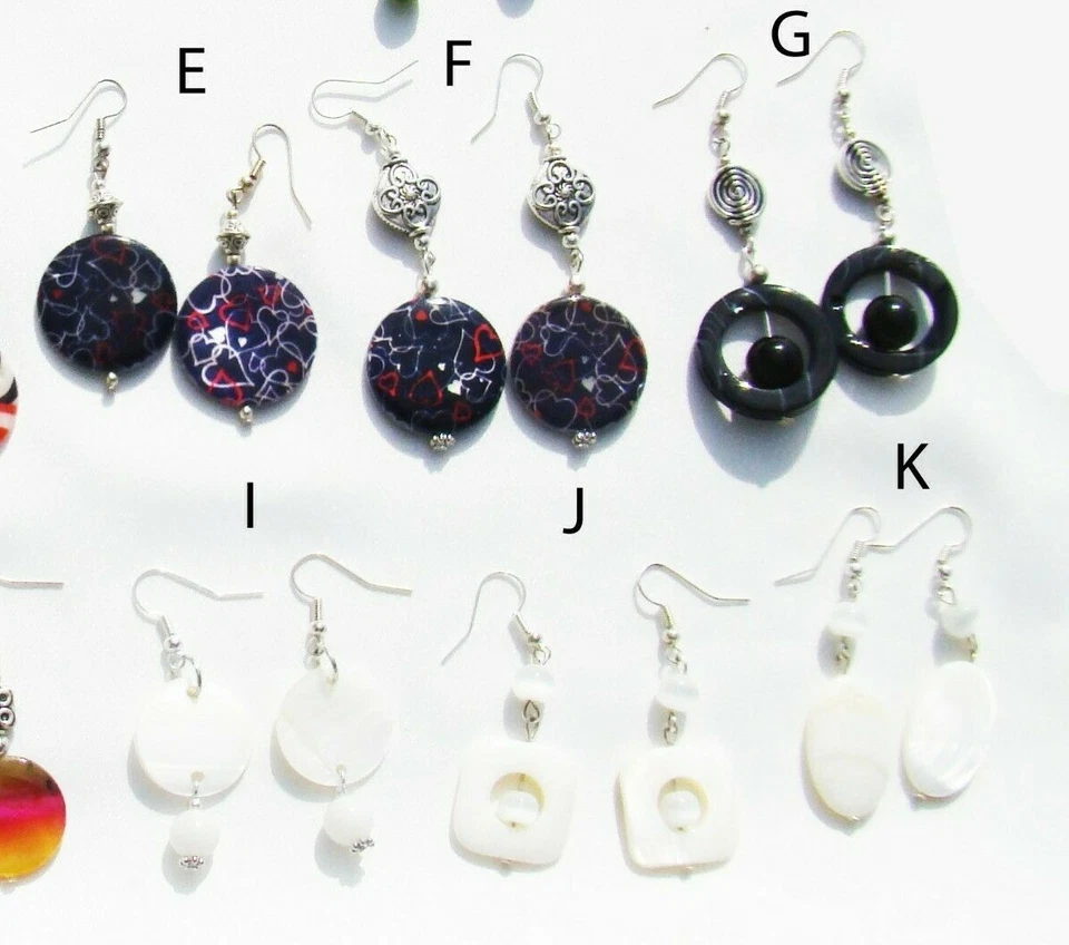 Ohrhänger, Ohrringe mit Perlmutt Perlen Grün, Orange, Weiß - Bild 1 von 1