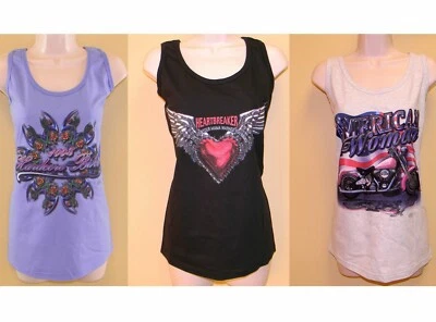 Lot of 3 Anvil Women's Seamless Biker Tank Shirt Different Color M Size Cotton Foto 1 de 4