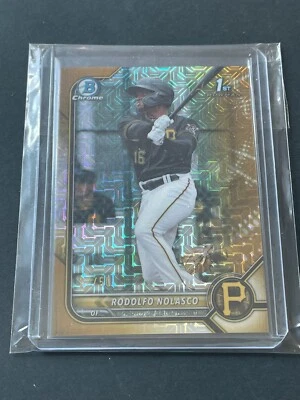 2022 1ST Bowman Chrome RODOLFO NOLASCO Rookie RC GOLD MOJO Refractor /50 PIRATES - Image 1 of 3
