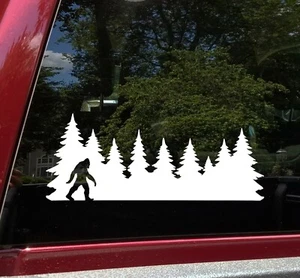 Bigfoot in Tree Line V2 Vinyl Decal Sticker | Pine Trees Forest PNW Sasquatch - Picture 1 of 5