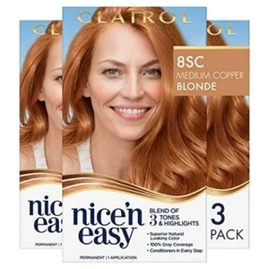 Clairol Nice'n Easy Permanent Hair Dye, 8SC Medium Copper Blonde Hair Color, 3 - Picture 1 of 11