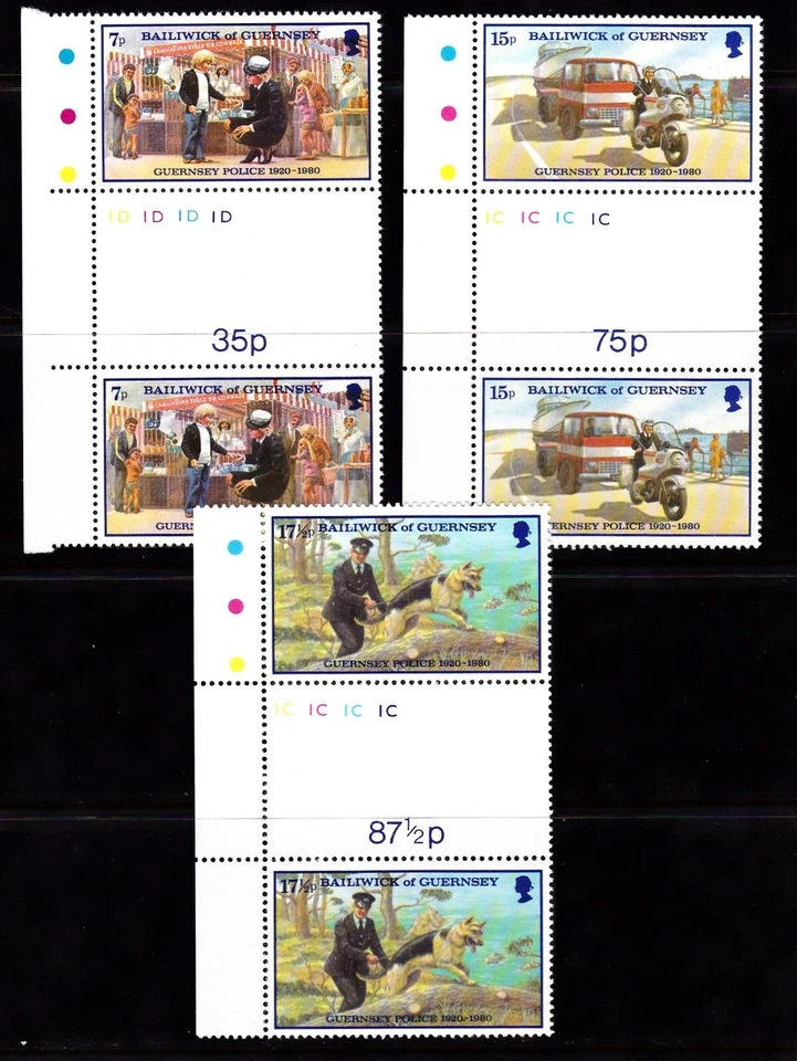 GUERNSEY #204-206 MNH 60th ANNIV. OF GUERNSEY POLICE FORCE GUTTER PAIRS - Image 1 of 1