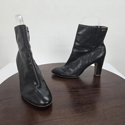 Botines de cuero Naked Feet para mujer 9M negros con cremallera botines hechos a mano Foto 1 de 4