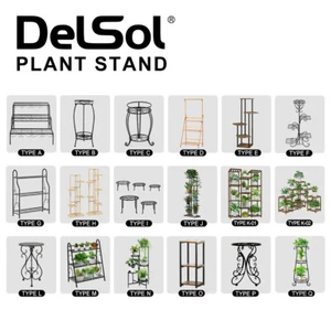DelSol Plant Stand Metal Flower Pots Holder Display Rack Corner Indoor Outdoor - Picture 1 of 51