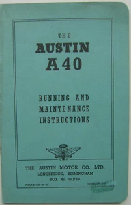 Austin A40 Devon & Dorset original Handbook 1947 Pub. No. 407 - Picture 1 of 1