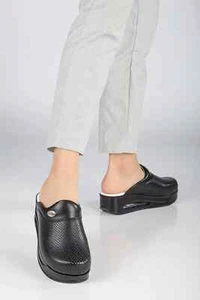 Damen Krankenschwester Kumpels Clogs, orthopädische Schuhe, schwarze Clogs, schwarze Basis, bequem, weich, - Bild 1 von 4