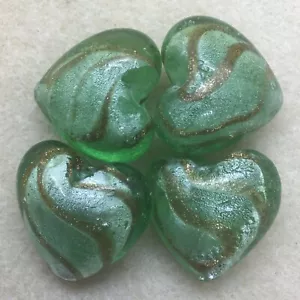 Large Silver Foil Lampwork Heart Beads | Pks 4 | 25mm, 30mm - Picture 1 of 13