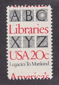 US Sc 2015 MNG. 1982 20c America's Libraries, horizontal MISPERF - Picture 1 of 1