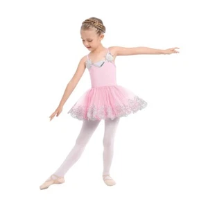 Ballerina Costume for Girls, Kids Spaghetti Straps, Sequins Floral Lace - Picture 1 of 5