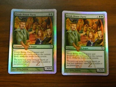 MTG FOIL Unhinged Elvish House Party x2 Green Uncommon Unplayed Excellent - NM - Image 1 of 2