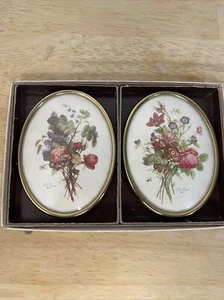 Vintage JL Prevost Botanical Flower Prints Solid Domed Glass 8 x 10" - Picture 1 of 6