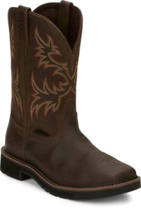 JUSTIN WORK Men's Driller 11" Steel Toe Work Boot Dark Brown - SE4682, ONE SIZE - Picture 1 of 8
