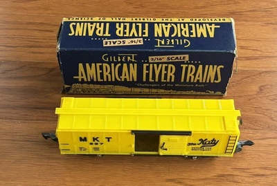 Free Shipping 1947 Gilbert American Flyer 3:16 MKT Box Car 637 Yellow The Katy - Image 1 of 3