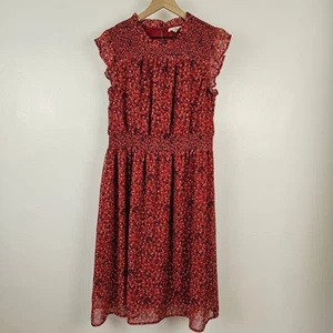 Robe fleurie manches volantes casquette boutique Betsy's taille XL rouge mousseline Ditsy - Photo 1/7