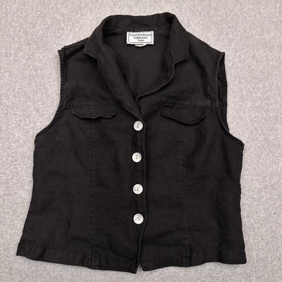 Vintage Carol Anderson Collection Linen Vest PM Petite Medium Button Cottage - Image 1 of 4