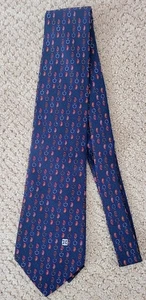 ECHTE CELINE VINTAGE 100 % SEIDE LOGO KRAWATTE GEBRAUCHT BLAU - Bild 1 von 8