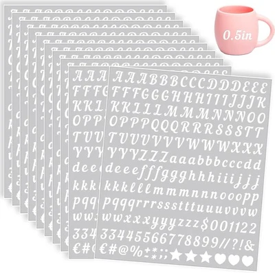 2000 Pieces 10 Sheets Vinyl Letter Stickers Small, 1/2 Inch Cursive Letter,White - Image 1 of 4