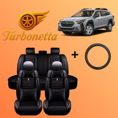 Funda de asiento cojín de 5 asientos de cuero negra ajuste personalizado para todos Subaru de lujo Foto 1 de 4