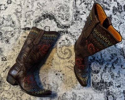 Botas vaqueras antiguas Gringo Zarape marrón para mujer talla 7 B punta corta altas Foto 1 de 4