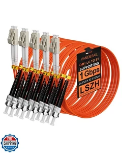 VANDESAIL 5 Pack LC to ST Multimode Fiber Patch Cable OM1, 1M Duplex MM Fiber - Afbeelding 1 van 5