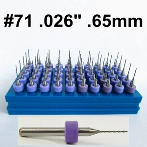 .65mm #71  .026 Drill Bits Solid Carbide FIFTY Pieces 1/8" Shanks - Picture 1 of 3