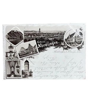 Postkarte AK Nördlingen Lithographie Mehrbild Gelaufen 1895 - Bild 1 von 3