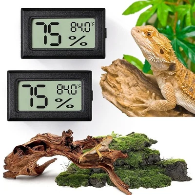Reptile Thermometer and Humidity Gauge,2PCS Digital Hygrometer Adhesive Reptile - Image 1 of 4