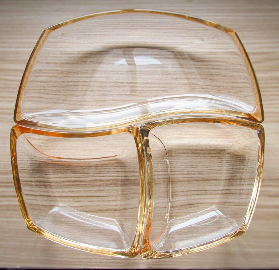 Juego de servir 3 piezas de vidrio - Charcutería y salsas - Luigi Bormioli vintage - italiano Foto 1 de 4