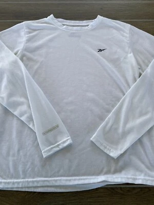 REEBOK 青少年男女通用长袖白色 T 恤,尺寸 L 14 — 第 1/4 张图片