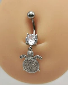 Piercing ombelico a curvo in acciaio TARTARUGA da donna ragazza portafortuna sex - Imagen 1 de 4