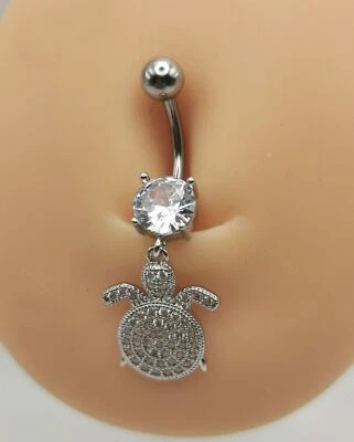 Piercing ombelico a curvo in acciaio TARTARUGA da donna ragazza portafortuna sex - Immagine 1 di 2