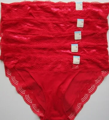 Paquete de 5 braguitas de bikini rojas SO Intimates estilo CAN75-005 talla grande nuevas con etiquetas venta al por menor $50 Foto 1 de 4