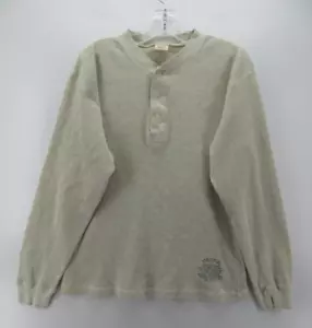 VINTAGE Structure Shirt Men Medium Beige Henley Thermal Waffle Base Layer Y2K * - Picture 1 of 15