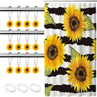 Sunflower Shower Curtain with 12 Shower Curtain Rings Hooks 12 Resin Sunflower P
