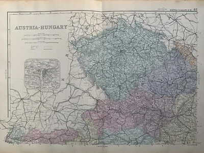1891 Austria Bohemia Moravia Prague Hand Coloured Map by G.W. Bacon - Image 1 of 4