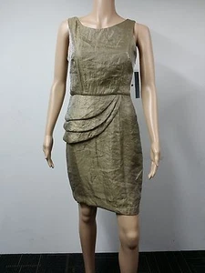 NEW - London Times - Size 8P - Sleeveless Back Sheath Dress - Gold Brown - $99 - Picture 1 of 3