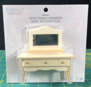 Ashland Mini Embellishment Wooden Mirror Dressing Table - 4" x 1.5" - 1:12 Scale - Picture 1 of 6