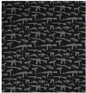 Black & Silver Gun Rifles All Over Print Design Biker Cotton Bandana 22" x 22" - Picture 1 of 1