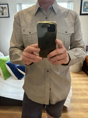 French Connection Striped Brown/White Men’s Long Sleeve Shirt Size Medium - Image 1 of 3