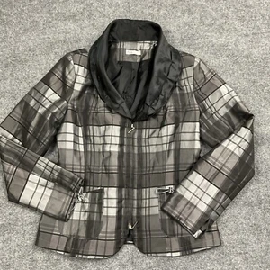 Puli Jacket Womens Size S Black Plaid Lace Up Back Full Front Zip Pockets city - Picture 1 of 8