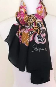 VINTAGE ELSA SCHIAPARELLI 100% SILK PINK  FLORAL RECTANGULAR SCARF HAND-ROLLED - Picture 1 of 6