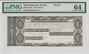 BOSTON MASSACHUSETTS $500 PROOF NOTE EX 2003 TOM DENLY SALE / HAXBY PLATE NOTE - Picture 1 of 1