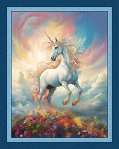 Unicorn Paradise Panel Cotton Fabric - Picture 1 of 2