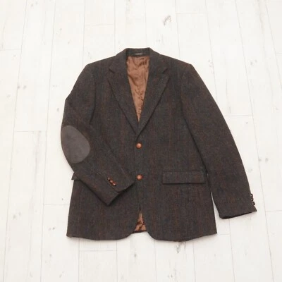 Vintage HARRIS TWEED x Anson's Handwoven Wool Blazer Coat Sz L-M Classic Jacket - Image 1 of 4