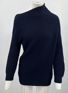 Jil Sander Navy Off-Shoulder High-Neck Chunky Knit Long Sweater sz 38 - Picture 1 of 5